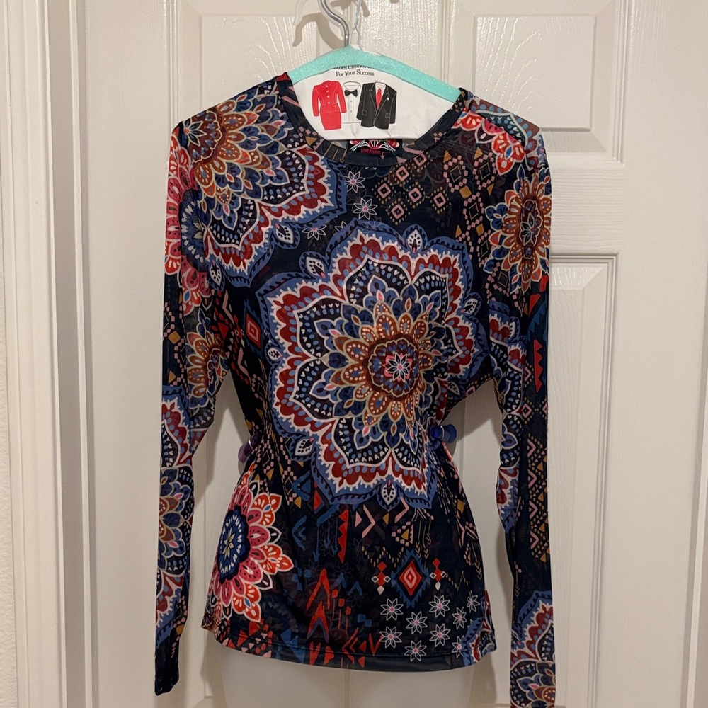 Johnny Was Colorful Mandala Long Sleeve Top